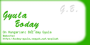 gyula boday business card